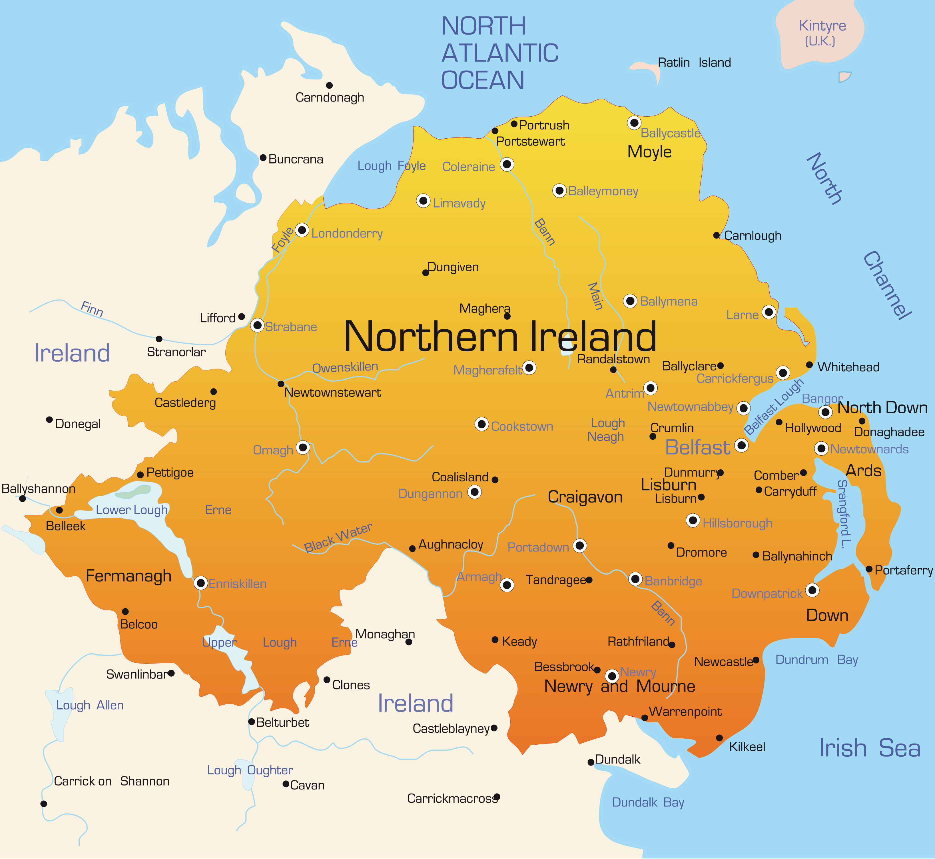 Abstract vector color map of Northern Ireland country - Beat My Debt